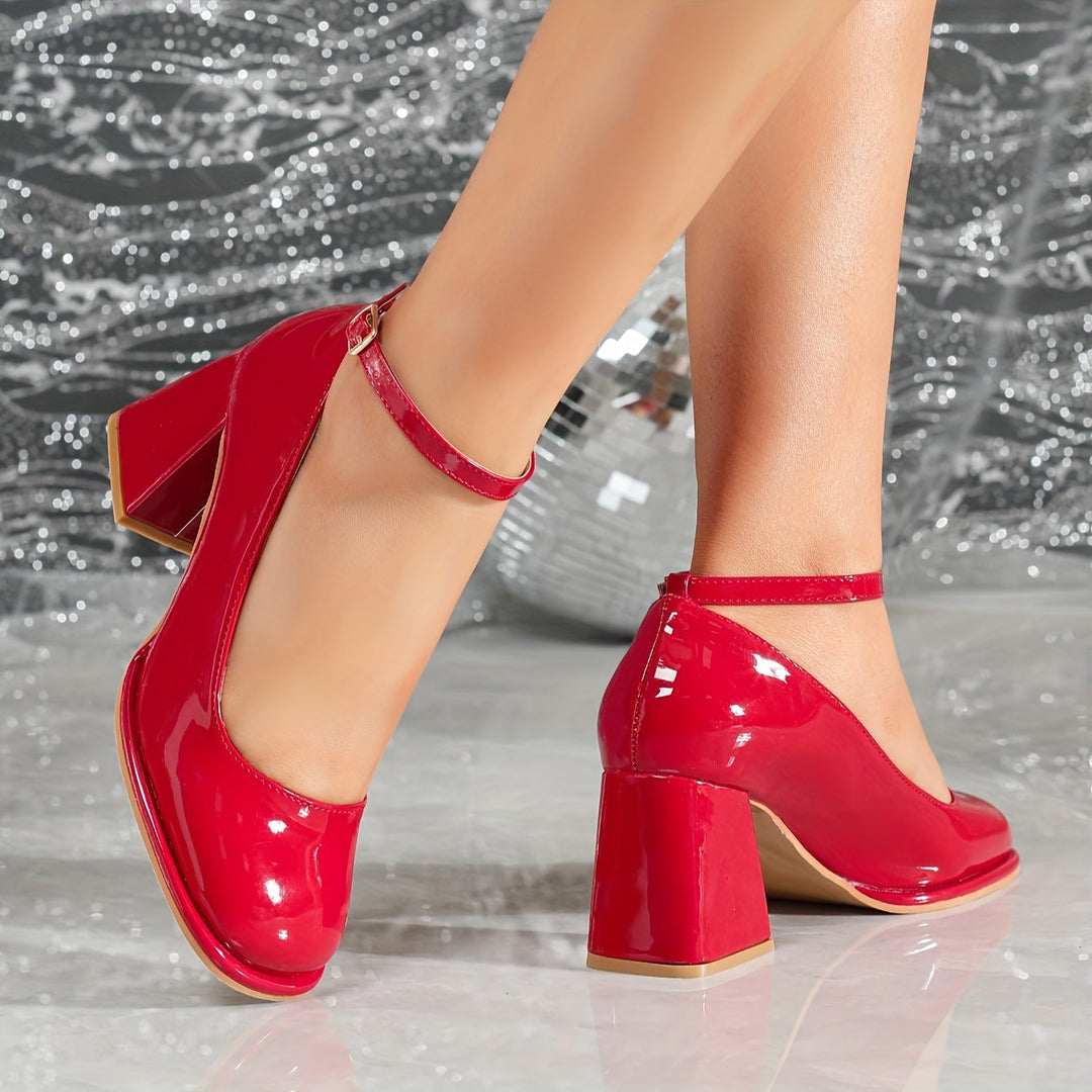 Celeste | Patent Strap Heels