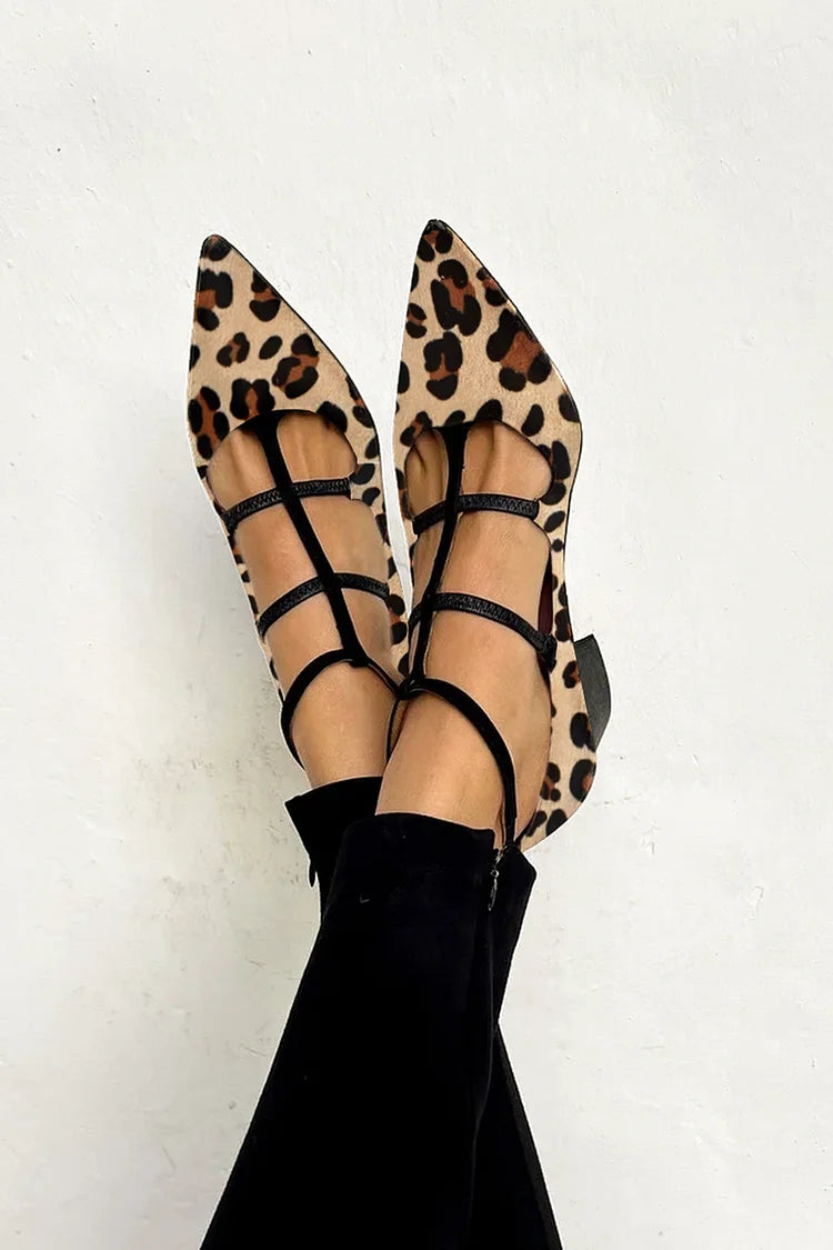 Ludovica | Animal Print Ballerina Flats with Straps