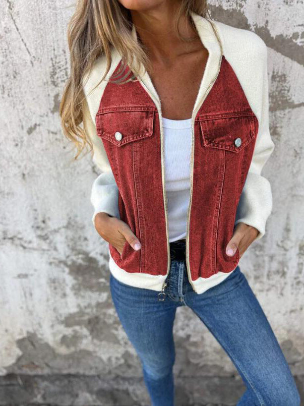 Casual zip-up jacket with a V-neck