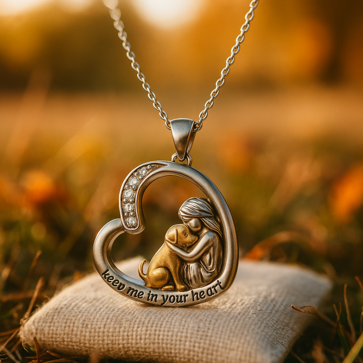 Silver necklace with heart, dog, and zirconia stones - Laura Gioielli