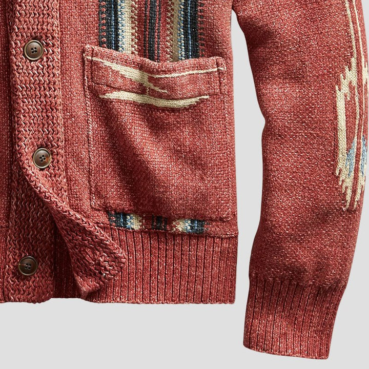 Adrian | Vintage Jacquard Lapel Knit Cardigan