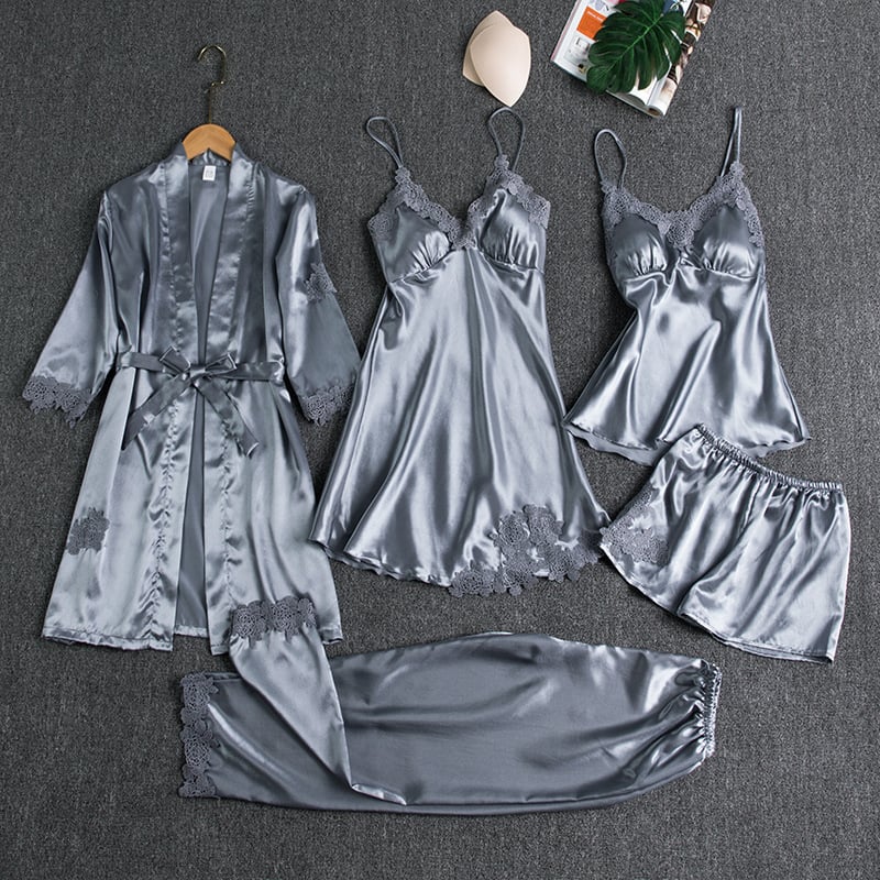Sophie I Ice Silk Nightgown – 5-Piece Set