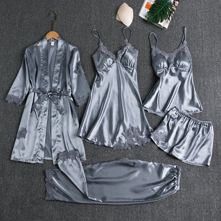 Sophie I Ice Silk Nightgown – 5-Piece Set