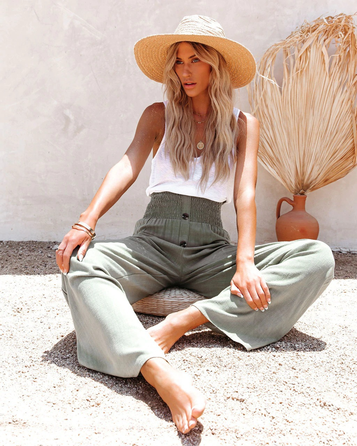 INES | Pantaloni di lino con vita alta