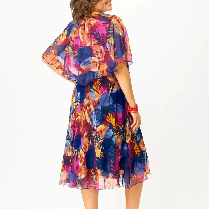 Yvonne - Elegant Midi Dress in Kimono Style