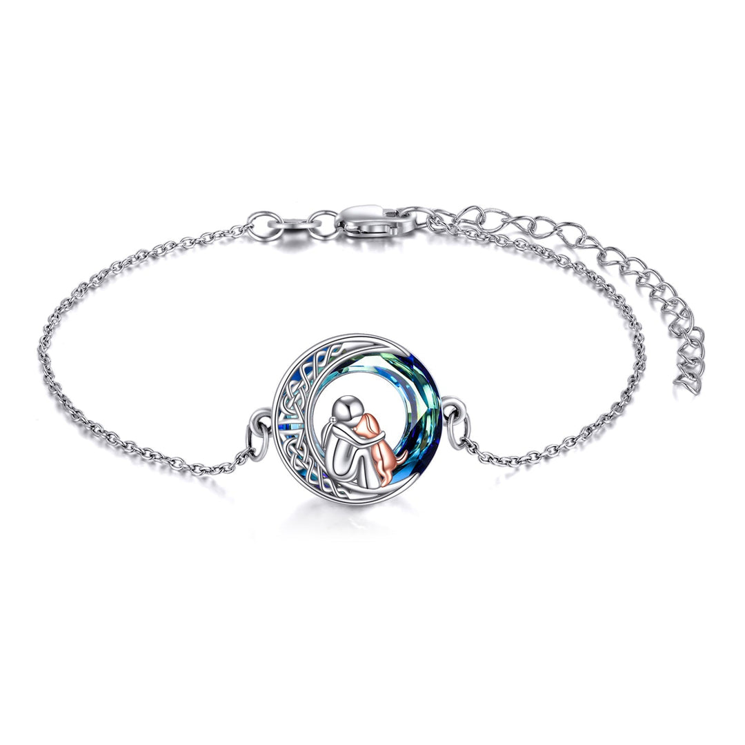 Adjustable bracelet with a dog-shaped charm made of sterling silver