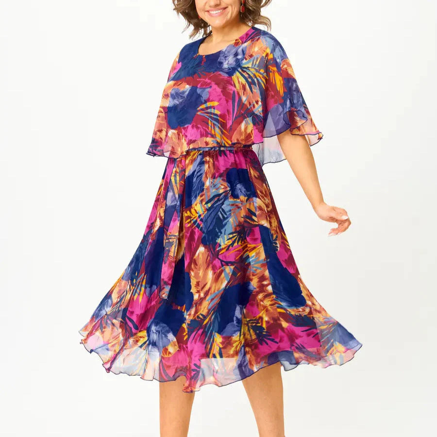 Yvonne - Elegant Midi Dress in Kimono Style