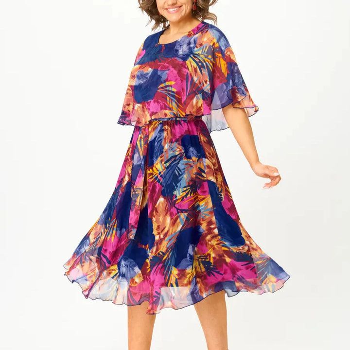 Yvonne - Elegant Midi Dress in Kimono Style