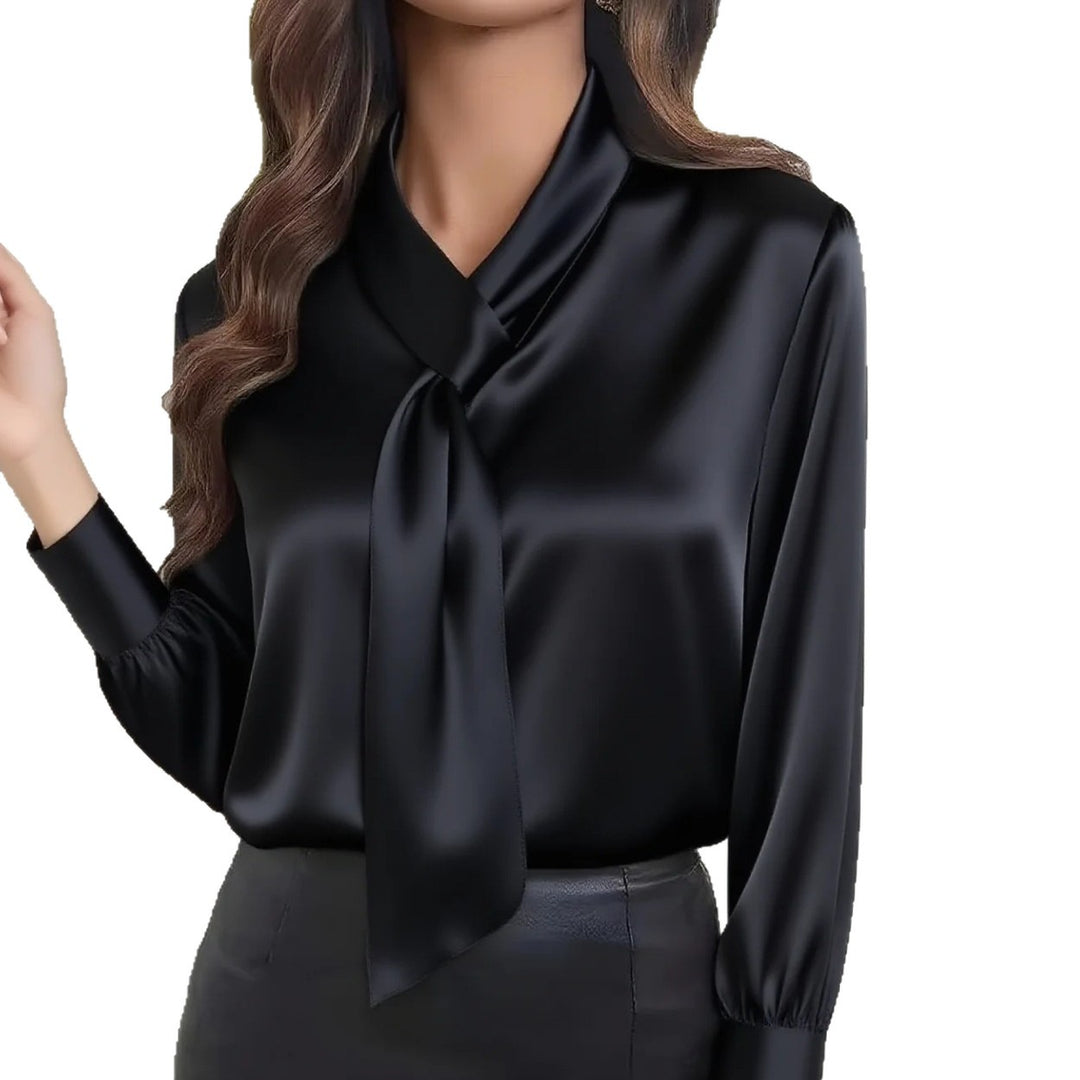 Bluzka damska z szyfonu, wiązanie na szyi, modna góra, dekolt w serek, luźny krój, odzież damska