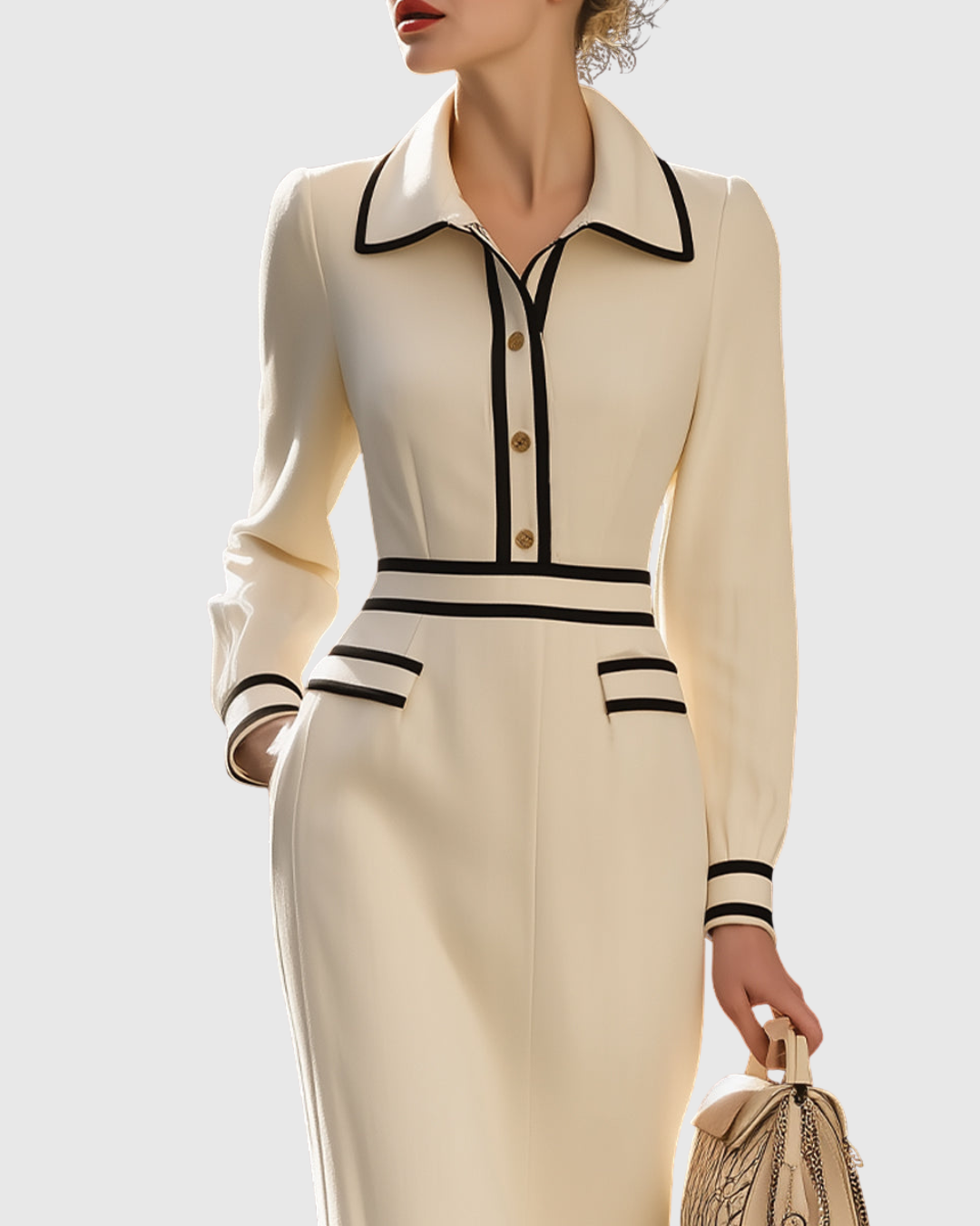 Aderyn | Fitted Midi Dress with Buttons