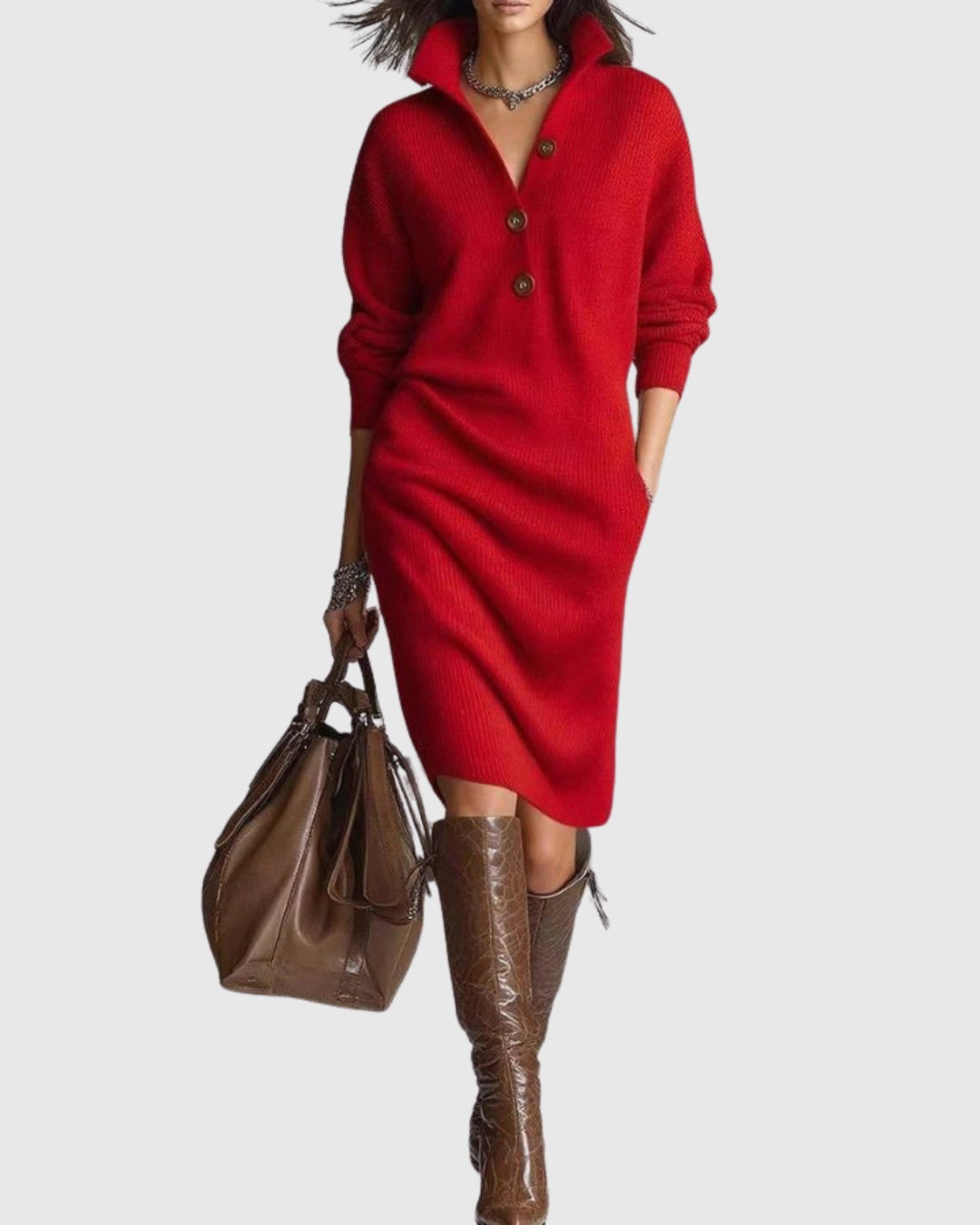 Arianell | Midi Dress Made of Pure Wool with a Clean Structure for Winter