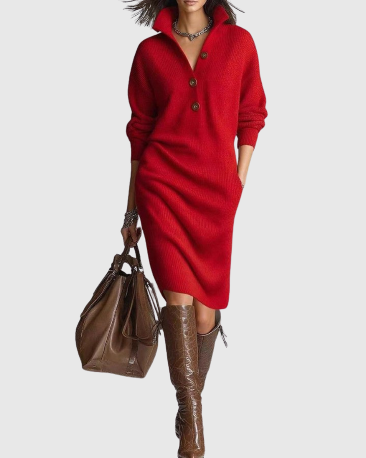 Arianell | Midi Dress Made of Pure Wool with a Clean Structure for Winter