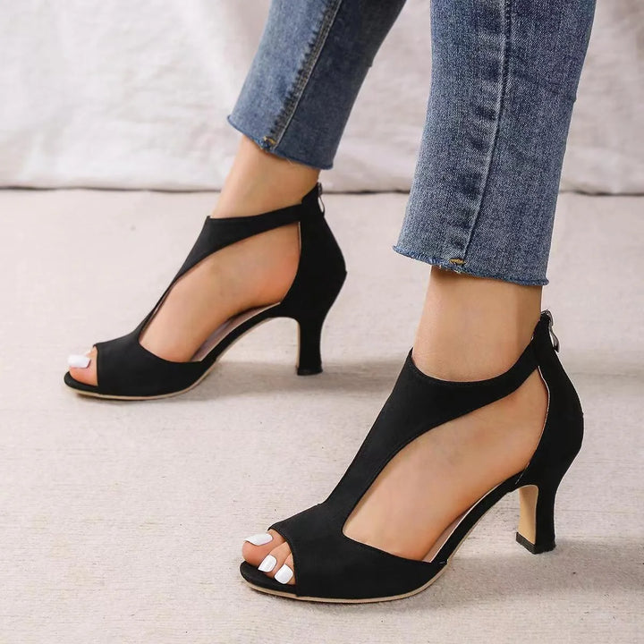High Heels with a Back Zipper and Fish Pattern