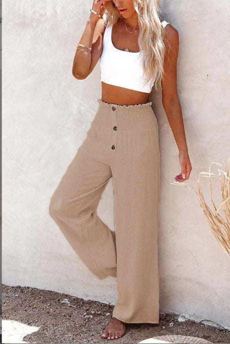 INES | Pantaloni di lino con vita alta
