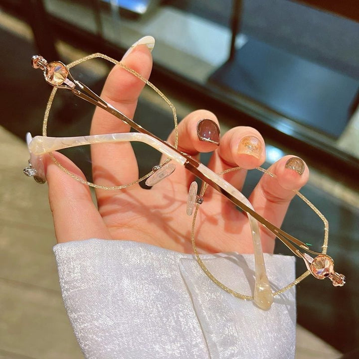 Women's Rimless Glasses with Diamonds, Protecting Against Blue Light and Presbyopia