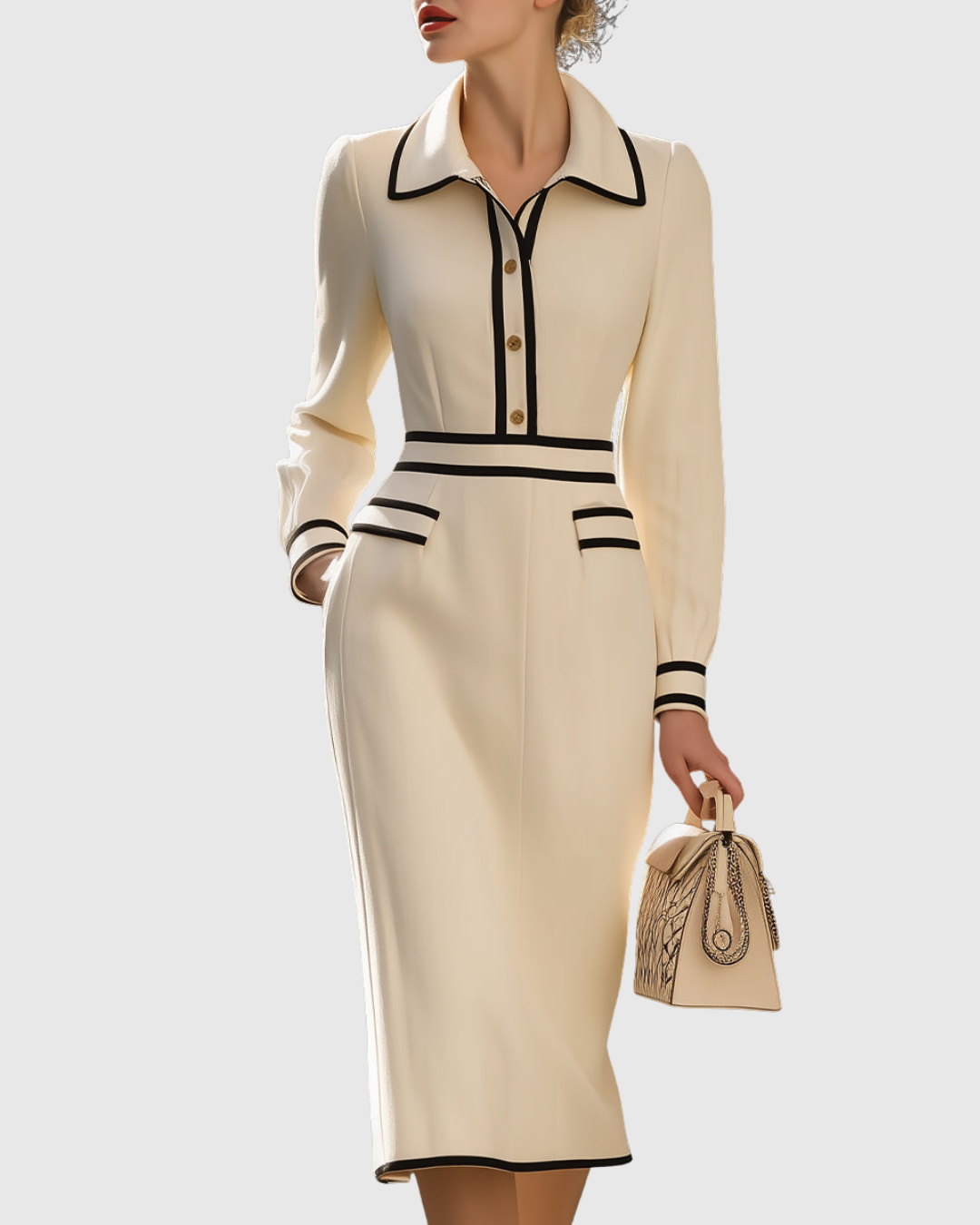 Aderyn | Fitted Midi Dress with Buttons