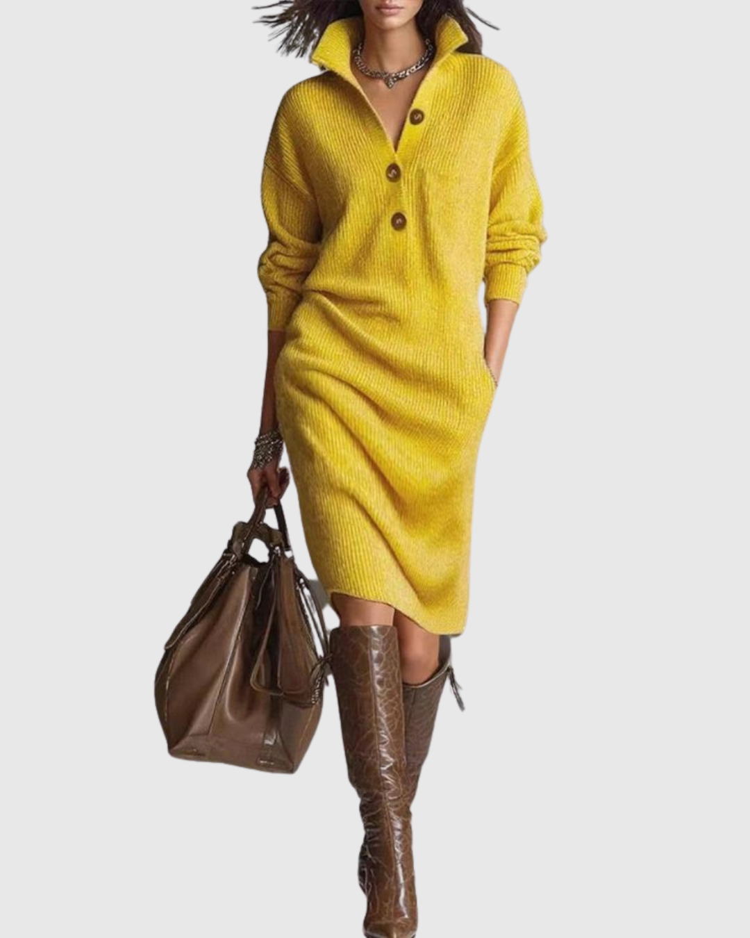 Arianell | Midi Dress Made of Pure Wool with a Clean Structure for Winter