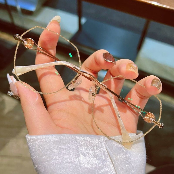 Women's Rimless Glasses with Diamonds, Protecting Against Blue Light and Presbyopia