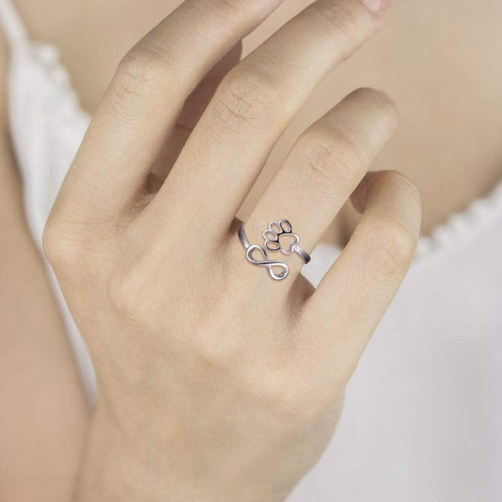 Handcrafted ring with paw and heart