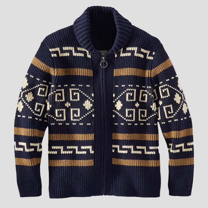 Maxwell | Geometric Lapel Sweater Knit Cardigan