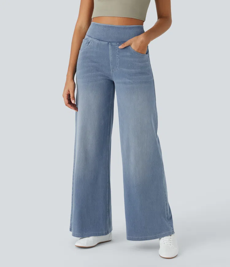 Linda I Very stretchy wide-leg jeans with a high waist
