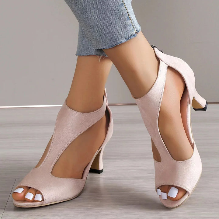 High Heels with a Back Zipper and Fish Pattern