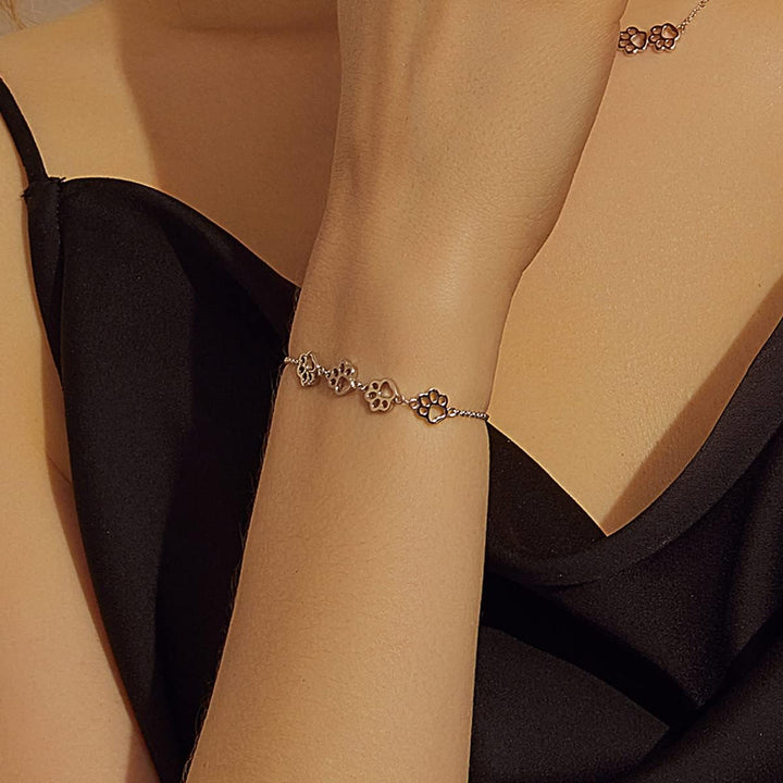 Bracelet with paw print in silver – Adjustable size