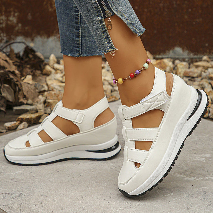 Women's orthopedic sandals with Velcro and closed toes