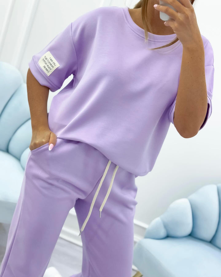 Women's casual set with a solid top and pants