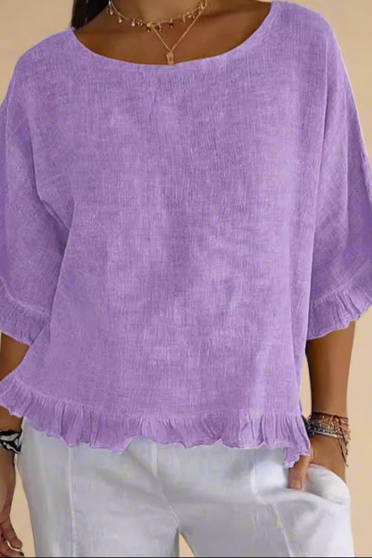 Blusa Lærke | Lino Morbido – Eleganza Rilassata con Dettagli a Volant