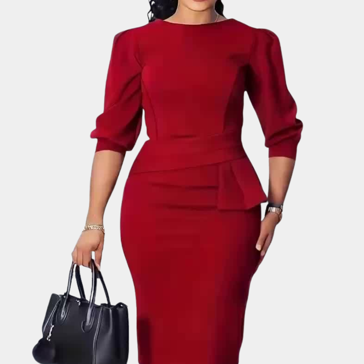 Claudine Bloom | Elegant Midi Dress with Ruffle