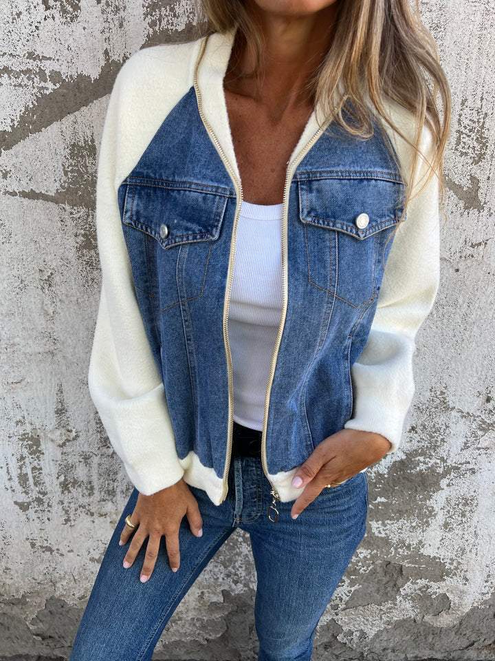 Casual zip-up jacket with a V-neck