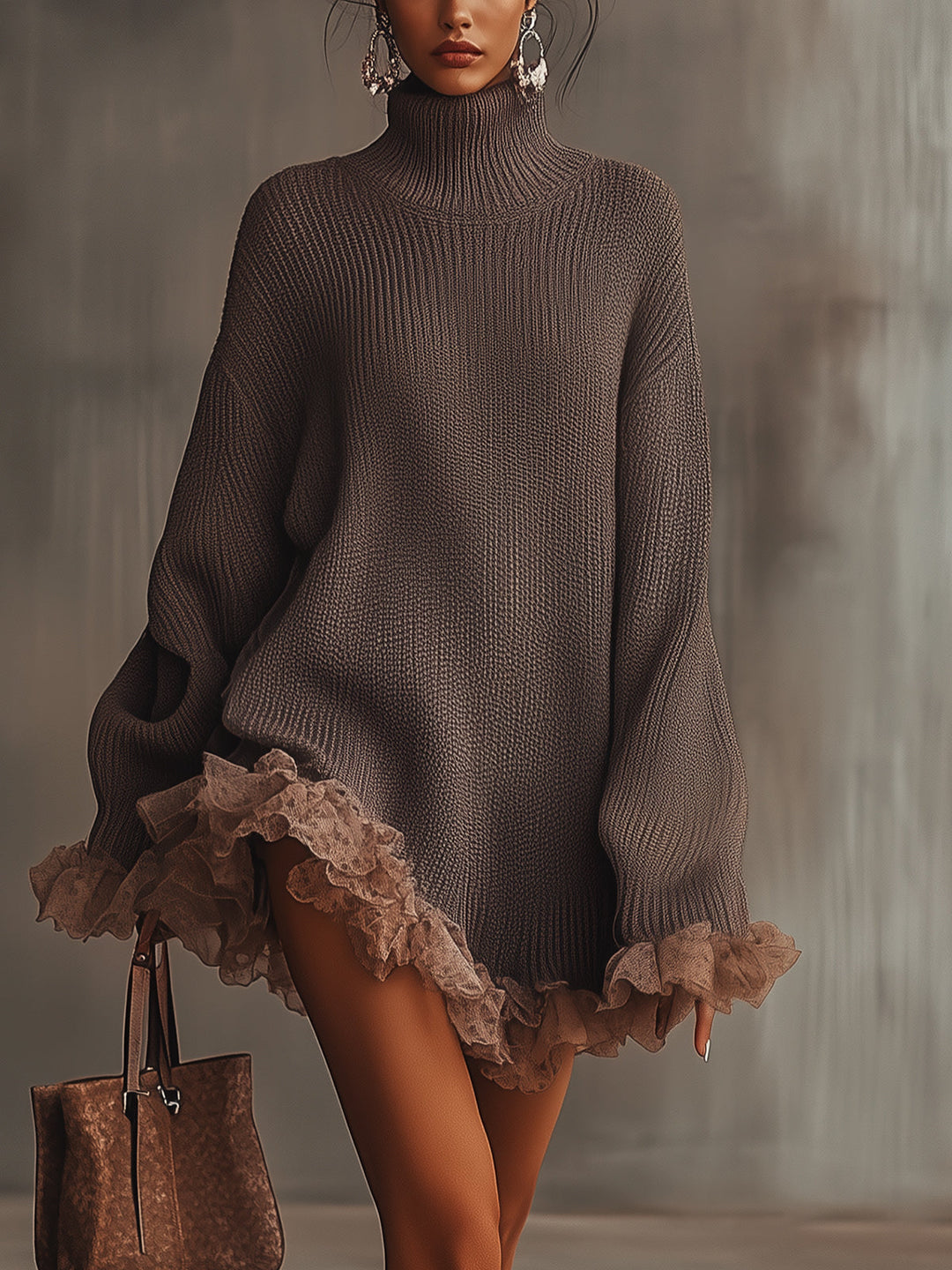 Ruffled Sweater Dress — Soft, Warm & Romantic