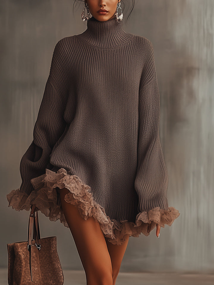 Ruffled Sweater Dress — Soft, Warm & Romantic