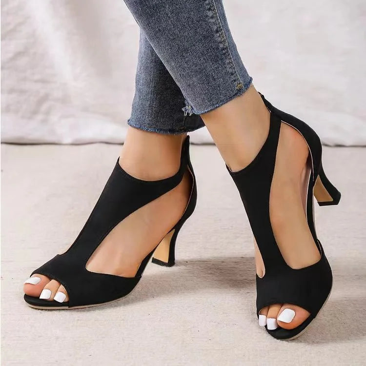 High Heels with a Back Zipper and Fish Pattern