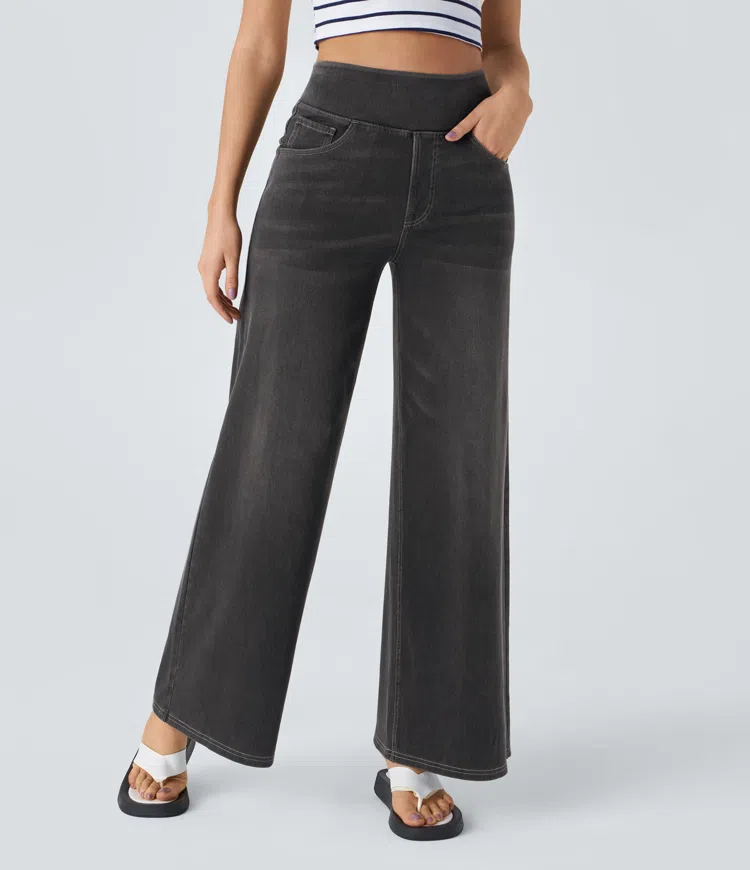Linda I Very stretchy wide-leg jeans with a high waist