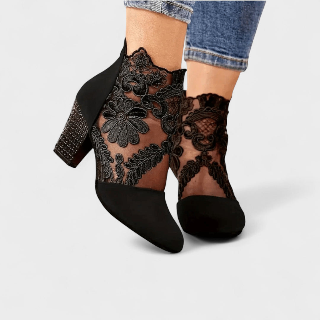 Charlotte™ | Elegant Stiletto Heels with Floral Motif