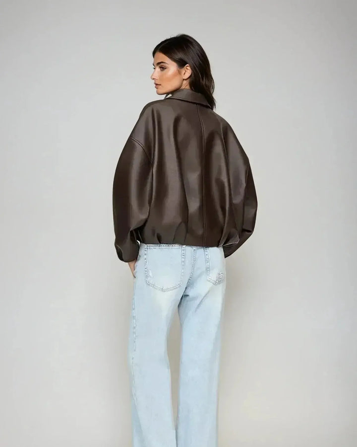 Arvella™ I Vegan Leather Jacket with Belt