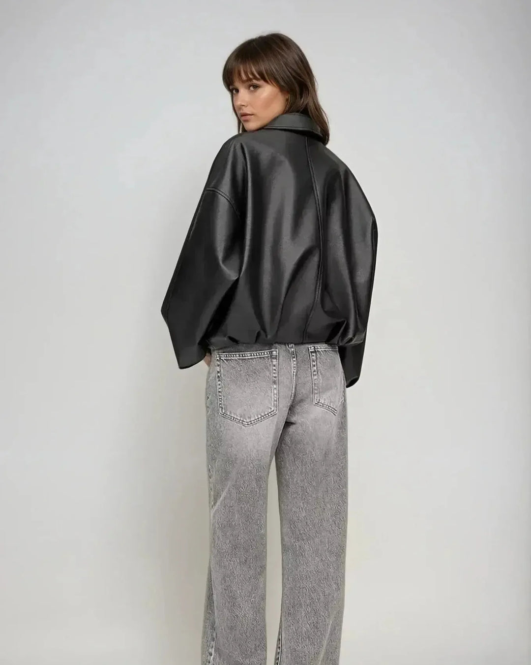 Arvella™ I Vegan Leather Jacket with Belt