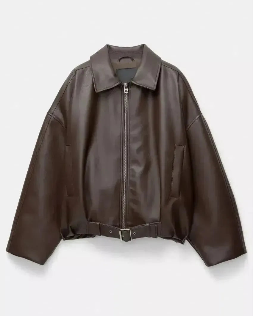 Arvella – Vegan Leather Jacket with Belt