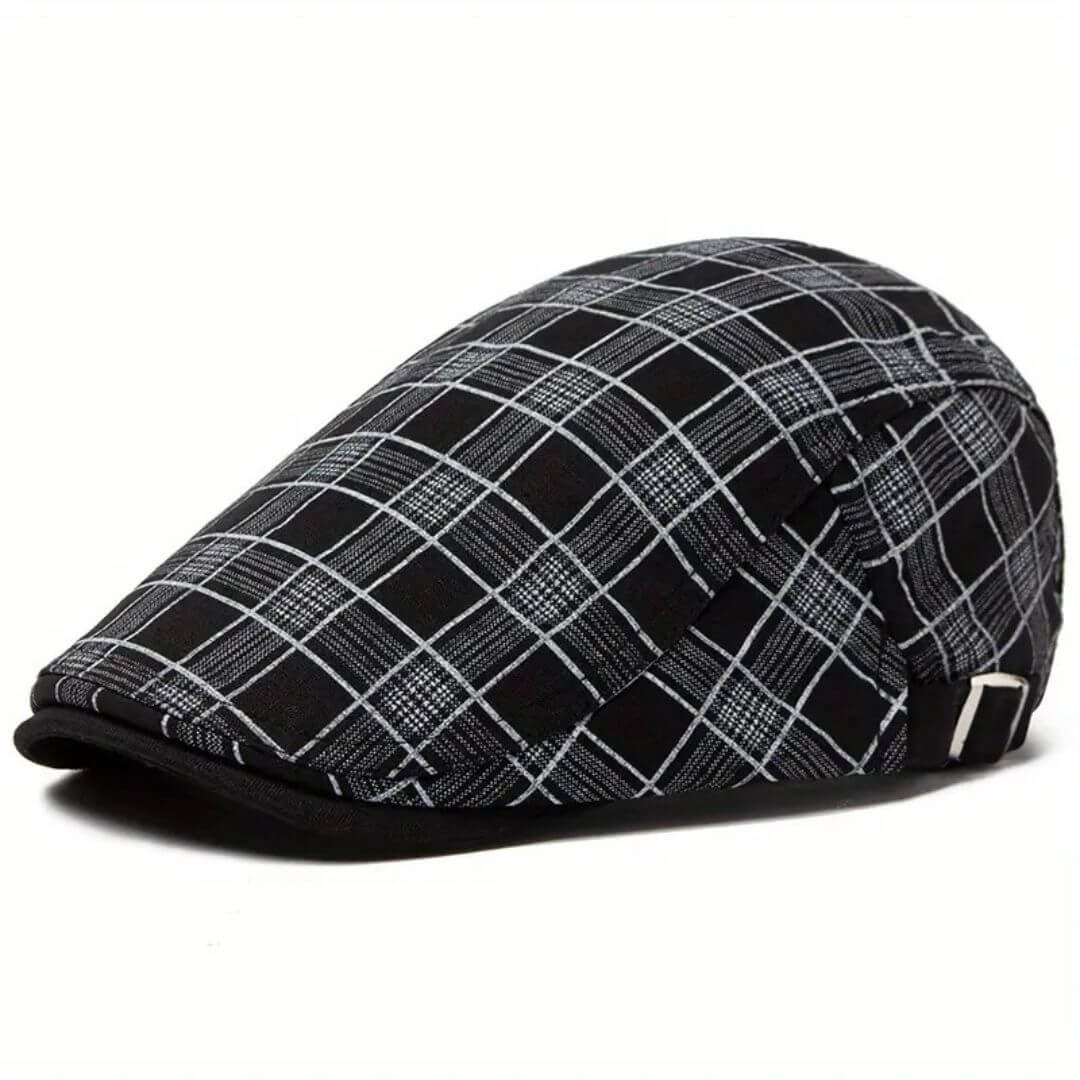 Linen-Cotton Plaid Flat Cap | MONTREAL