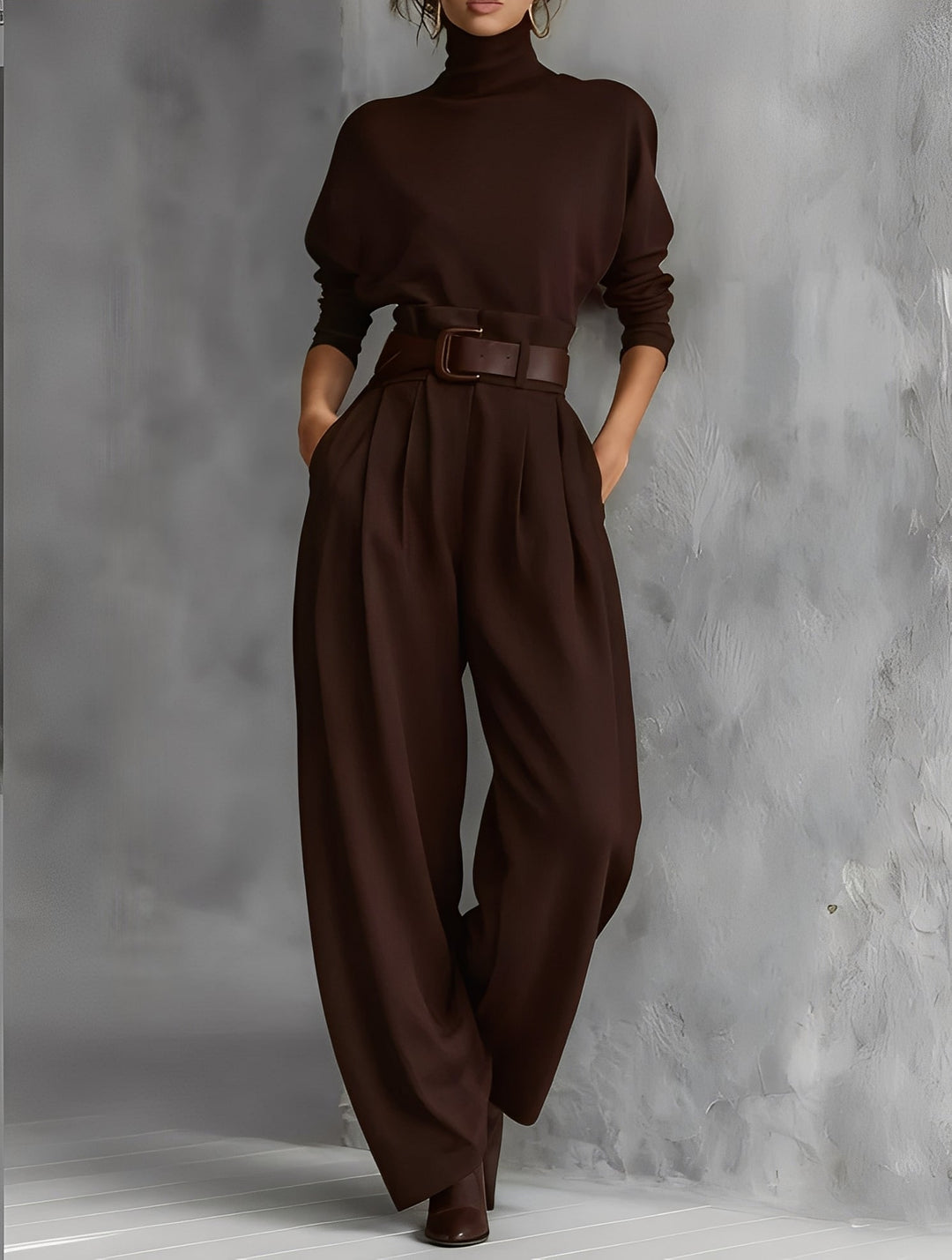 Lillia – set with a turtleneck and straight pants