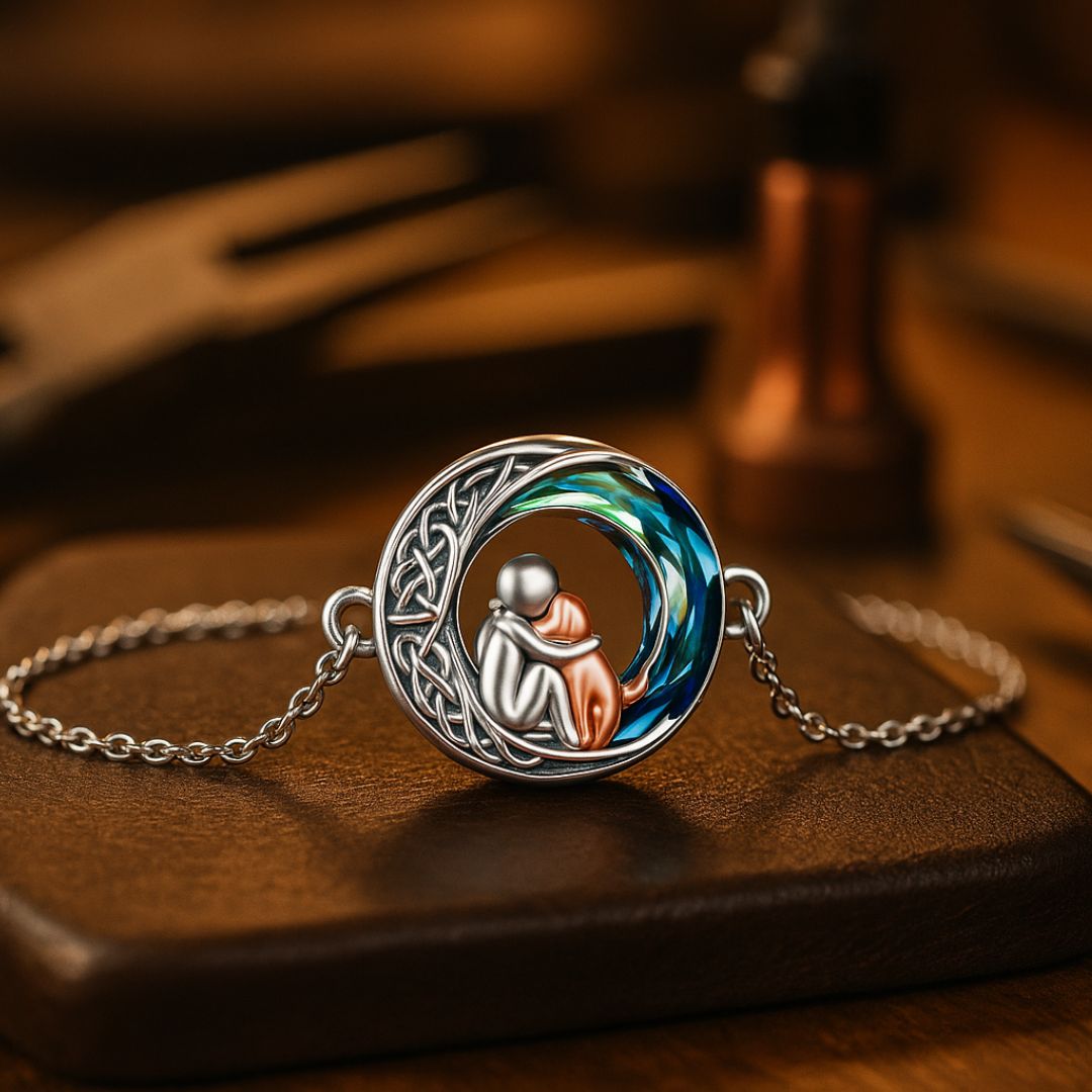 Adjustable bracelet with a dog-shaped charm made of sterling silver