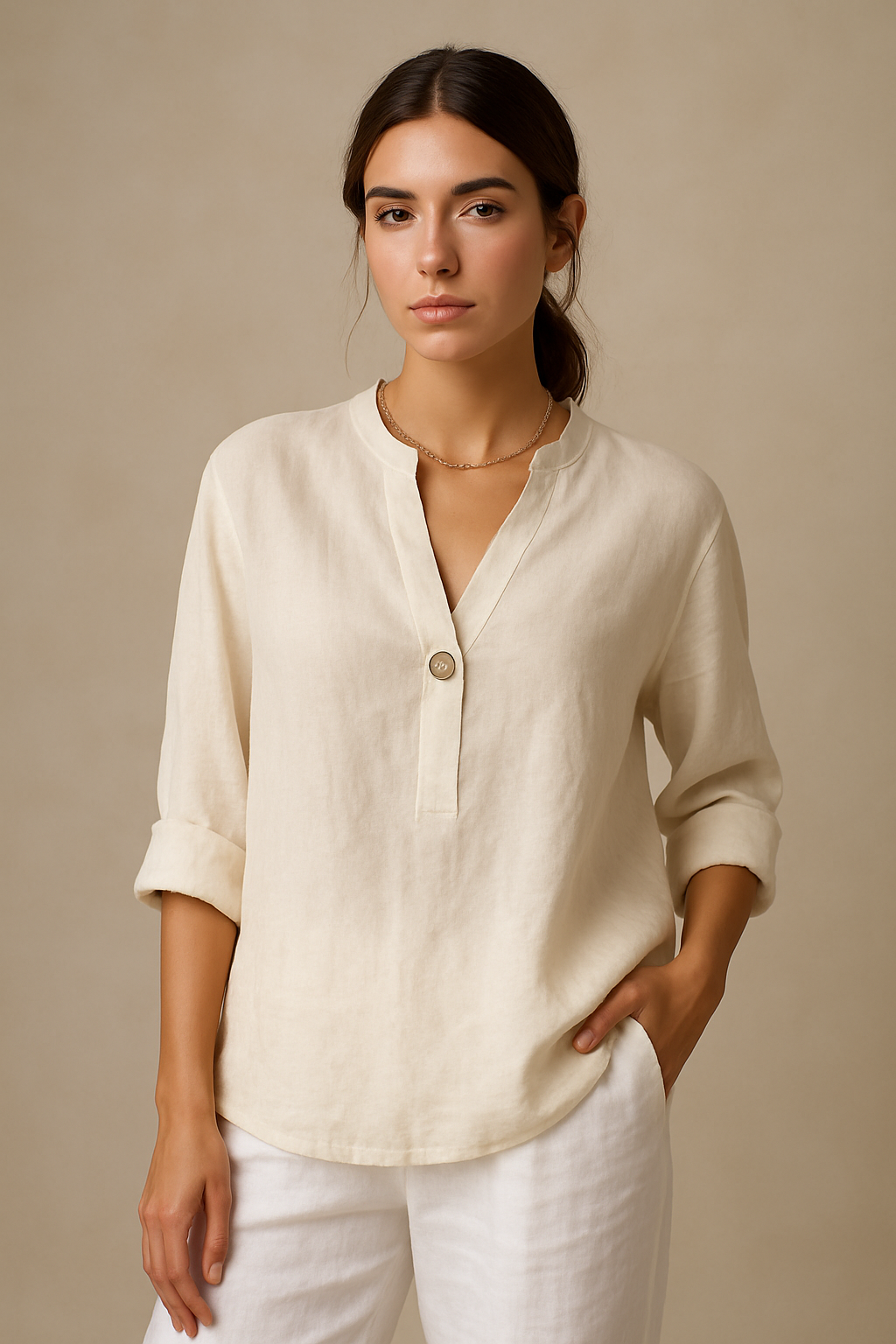 Ella BLOUSE | Linen blouse with a simple button and elegant comfort