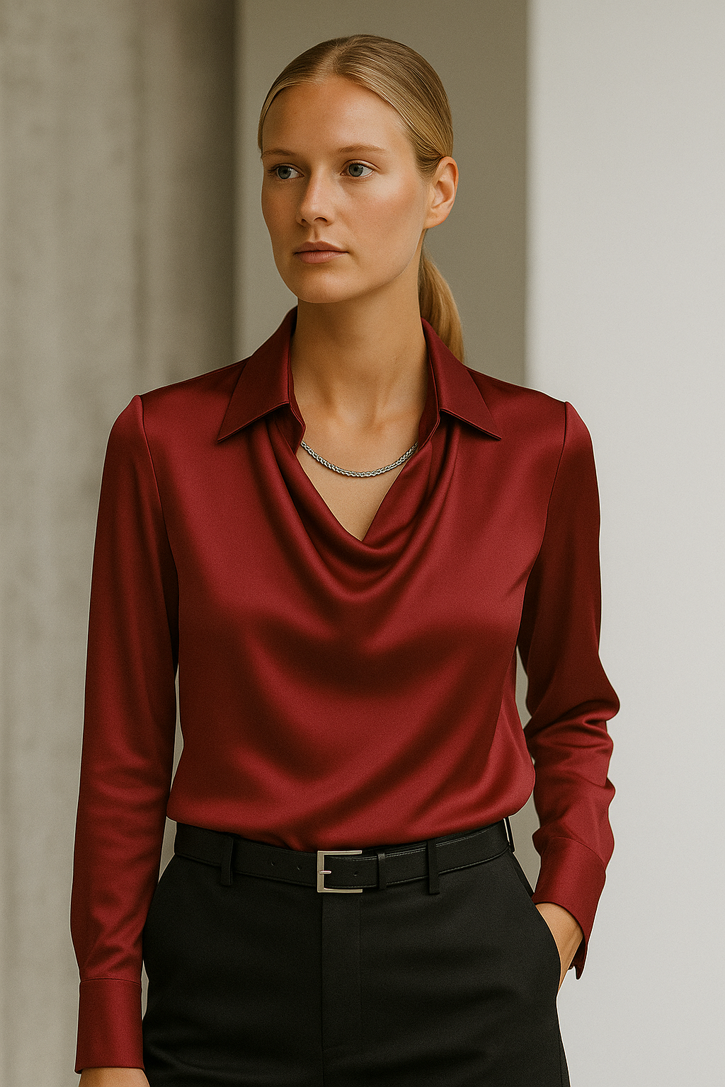 Ida Silk Blouse | Timeless Silhouette with Modern Shine