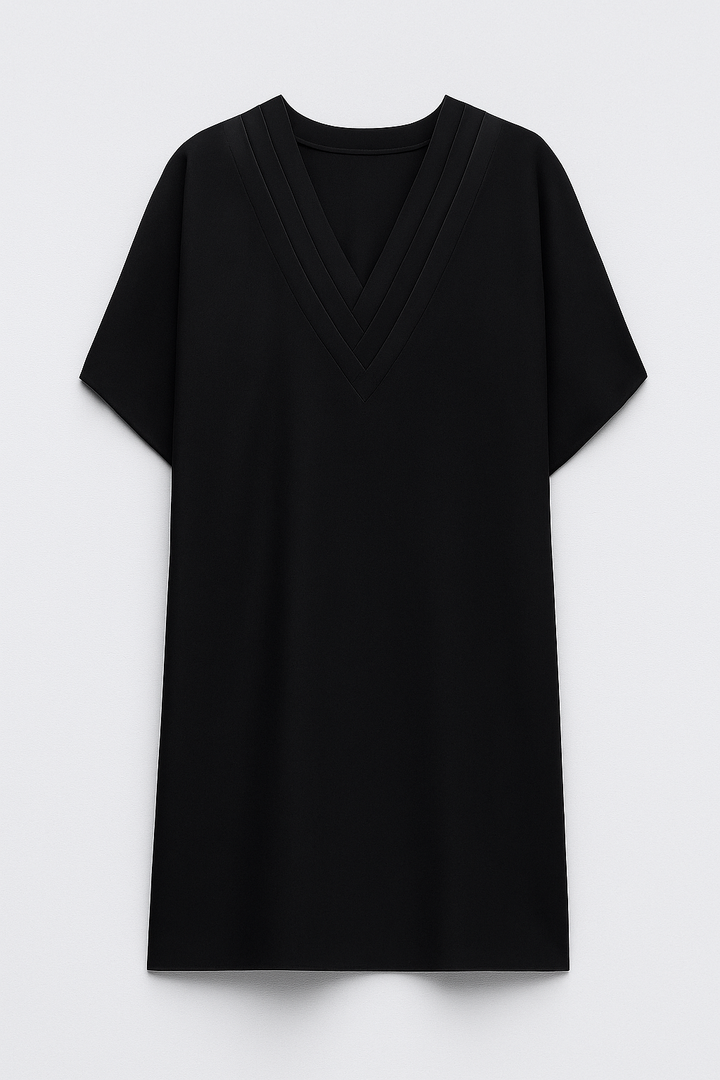 Ida DRESS | Short dress with structured V-neck