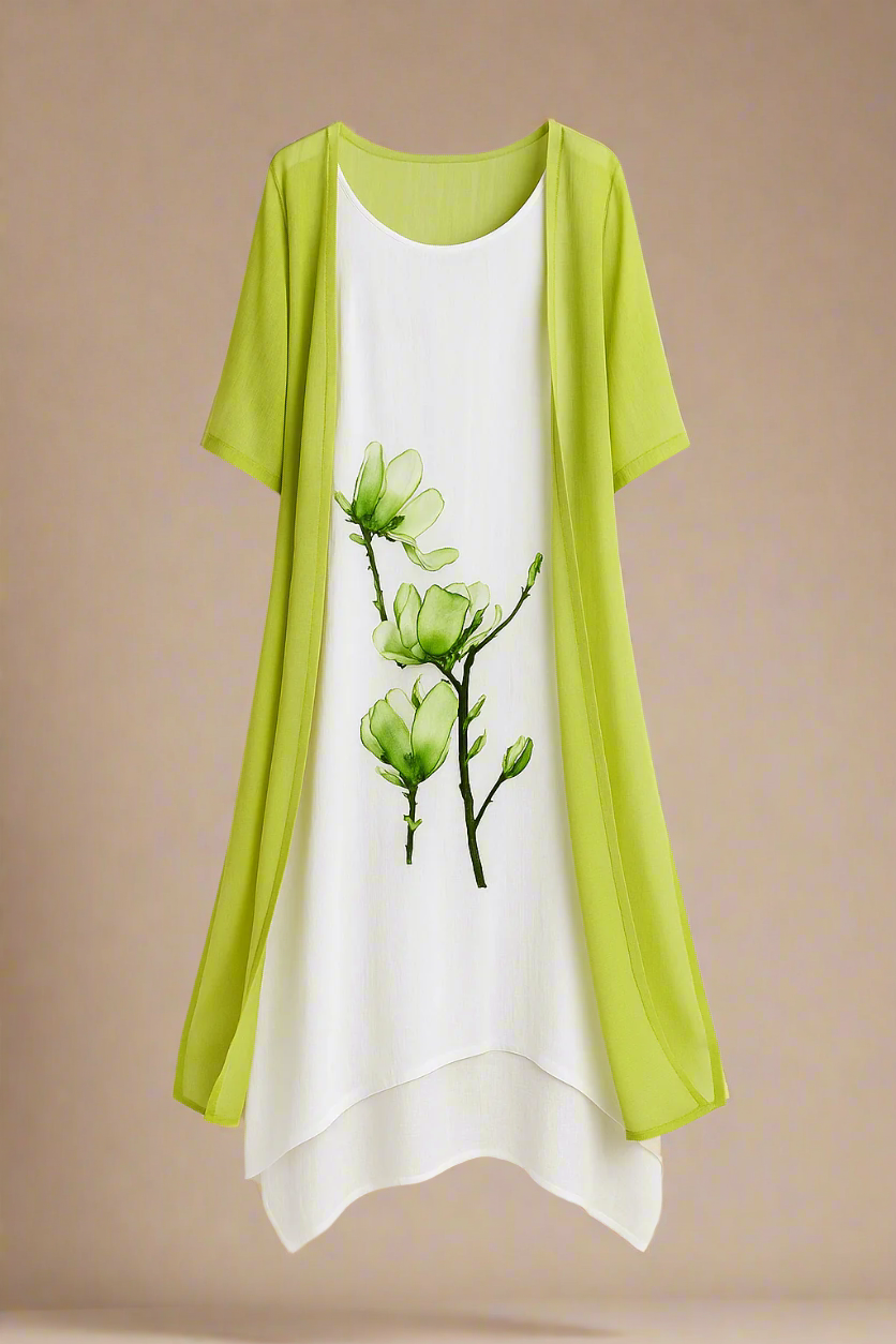 ALBA DRESS SET | Dress and lightweight layered cardigan with floral print