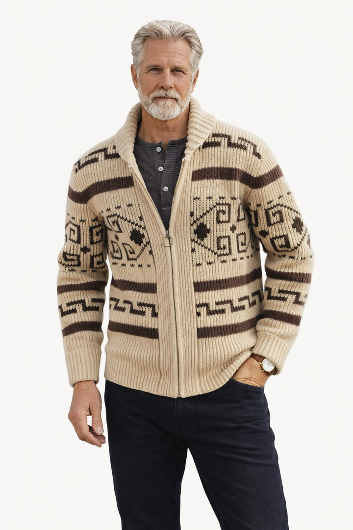 Maxwell | Geometric Lapel Sweater Knit Cardigan