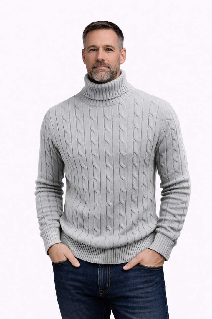 Brian | Cable Knit Turtleneck Sweater