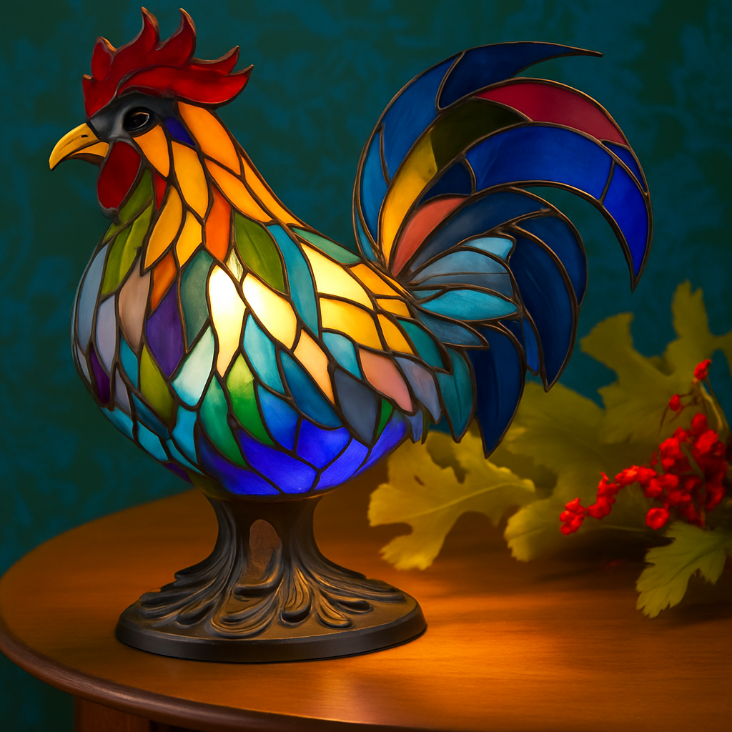 Cocotte – Rooster Lamp in Colored Magic Glass